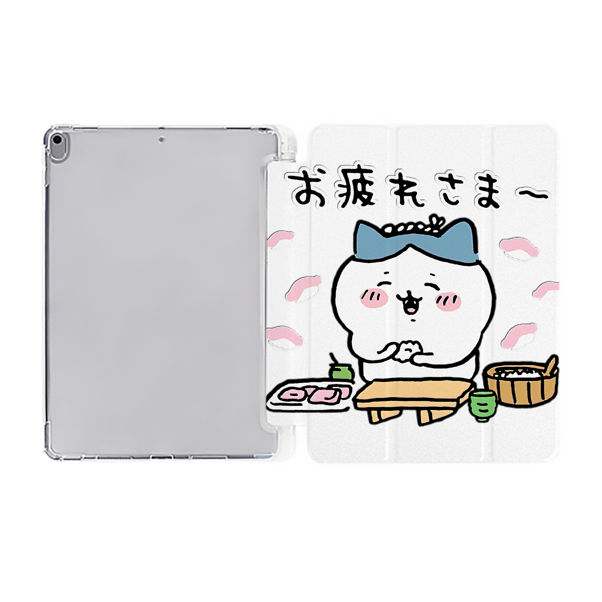 （画像用） ちいかわ ハチワレ Chii-kawa hachiware IPad ケース ペン収納付き 三つ折りスタンド PUレザー×シリコン 対応機種9.5/10.5/10.9インチ